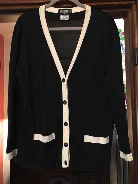 chanel black and white cardigans.